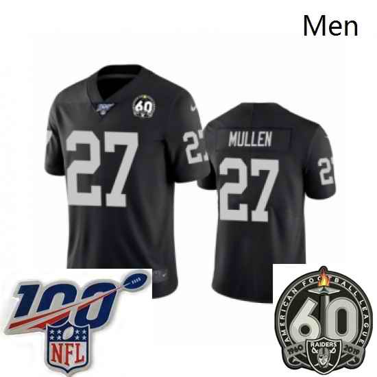 Men Oakland Raiders #27 Trayvon Mullen Black 60th Anniversary Vapor Untouchable Limited Player 100th Season Football Jersey